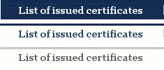 List of issued certificates